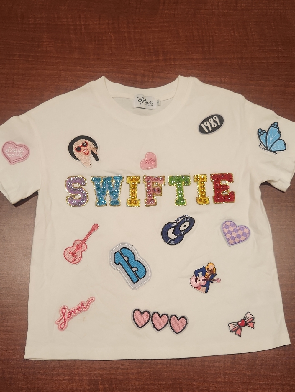 Lola & The Boys Girls' White 'SWIFTIE' Patch Graphic Tee